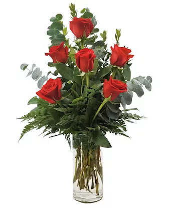 6 Premium Roses Vased